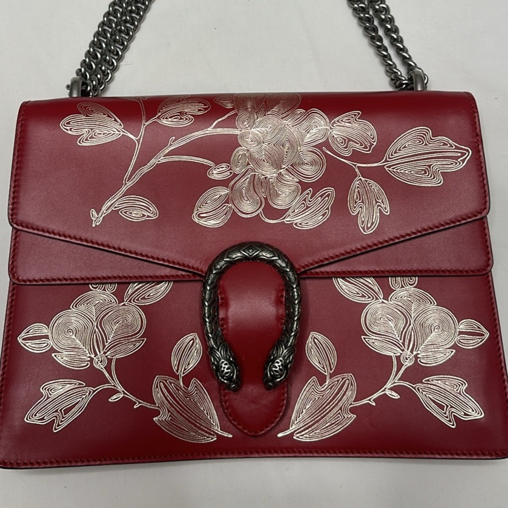 Calfskin Chinese New Year Medium Dionysus Shoulder Bag Hibiscus Red